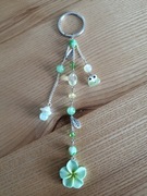 Breloczek zielone kwiaty, żaba, kryształki 