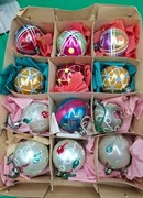 PRL stare bombki, ozdoby choinkowe małe 12szt