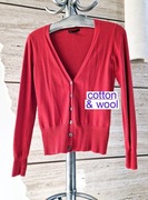 Sweter/kardigan, bawełna z wełną, czerwony, rozmiar M, na Święta