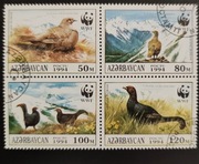 !!! AZERBEJDŻAN WWF PTAKI - SERIA KASOWANE z klejem !!! 