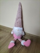 Gnom krasnal świąteczny różowy 