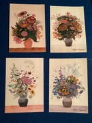 MARIA MACKIEWICZ - POCZTÓWKI - „KWIATY”- 1972 rok - 9 szt.