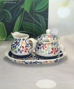 Komplet ceramiczny deserowy Bolesławiec Super Unikat ceramika Bolesławiec.