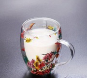 Kubek szklanka termiczny kwiaty