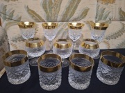 Huta Józefina piękne kieliszki i szklanki złocone 