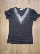 Czarna damska bluzka z cyrkoniami SM nowa