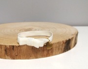 Bransoletka ryps elastyczny kokarda wstążka biały ivory złote serce 