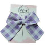 Duża kokarda w fioletową kratę 