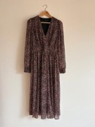 Czarna sukienka w różowe kwiaty midi Mohito 38 M elegancka chrzciny komunia