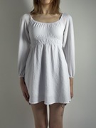 Biała sukienka mini z długim rękawem, lekka, romantyczna rozm. XS/S