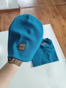 Czapka plus komin petrol