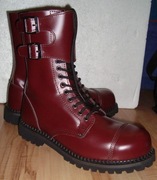 GLANY Skóra Gothicana by EMP-Dark-Red Lace-Up Boots with Buckles rozm.45