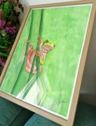 Obraz A4 – Zielona Rzekotka (akwarela)