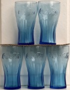 Coca cola. Szklanki z klasycznym wzorem. Zestaw 5 sztuk. Niebieskie.