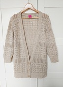 Kardigan sweter ażurowy beżowy ze złotą nitką George roz. 44/46