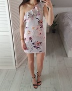 V by very piankowa sukienka na jedno ramię w kwiaty asymetryczna mini L 40