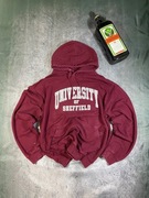 vintage hoodie Sheffield burgund M kangurka uczelniana oldschool bawełna og