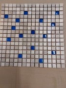 Mozaika z trawertynu z kostkami szklanymi 30x30cm