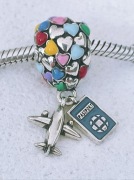 Charm's modułowy charms  s925  Balon samolot paszport podróże 