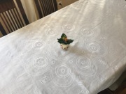 Obrus lniany, haft kurpiowski ręczny-220x145 cm