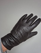 Brązowe czekoladowe skórzane rękawiczki M, miękka skóra