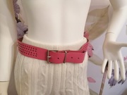 Skóra naturalna cukierkowy róż pasek vintage 