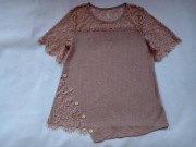 Bluzka damska beżowa z koronkami - rozm. XXL około 42/44