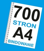Książka druk A4 mono do 700 stron + bindowanie