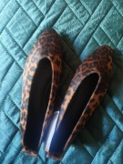 h&m 38 buty balerinki panterka, długi czubek 