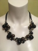 Naszyjnik czarny brązowy ceramiczny By Dziubeka