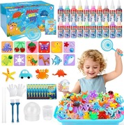 AQUA GEL Zestaw Magic Water Gel dla dzieci, 20 sztuk żelu i 16 form