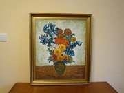 Obraz olej na płótnie Bukiet kwiatów   72 x 62 cm.