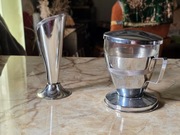 Chromowany zestaw do kawy serwetnik z cukierniczką