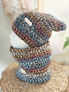 Kolorowy szydełkowy komplet czapka i komin handmade rękodzieło