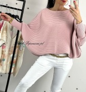 SWETER MOTYL PRĄŻEK PUDROWY RÓŻ RÓŻOWY