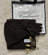 Zestaw czapka szal i rękawiczki z 50%wełny i 50%kaszmiru