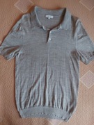 Reiss koszulka polo szara męska wełna t-shirt 100% wełna S okazja