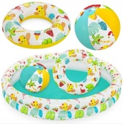 Basen dmuchany Tropikalny 3w1 dla dzieci +Kółko do pływania + Piłka plażowa