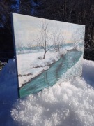 PEJZAŻ RĘCZNIE MALOWANE AKRYLOWY "POD BIAŁĄ PIERZYNĄ" - 30x40cm