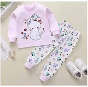 Piżama dziewczęca z długim rękawem 90 kot kotek róż różowa