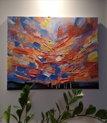 Obraz ręcznie malowany na płótnie 40x50 cm - abstrakcyjny pejzaż