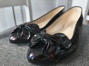 Czarne balerinki lakierki z kokardką zapato rozmiar 36 skórzana