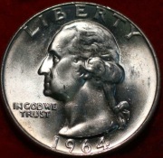 25 centów - SREBRO - Washington 1964 D - Quarter Dollar - menniczy 