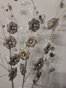 3szt. KWIATY DEKORACYJNE DO WAZONU SREBRNE