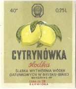Etykieta na alkohol, CYTRYNÓWKA, Bielsko-Biała