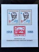 Czechosłowacja Mi.Nr.Blok 87**1988r. Mucha,projekt.I-go czeskiego znaczka