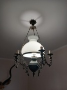 Zyrandol retro ,metal plusbialy klosz