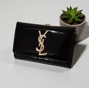 Czarny portfel ysl 9x14 cm
