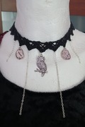 Nowy naszyjnik handmade czoker sowa zegary emo