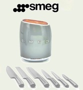 SMEG Noże kuchenne 6szt wysokiej jakości + stojak na noże siwy